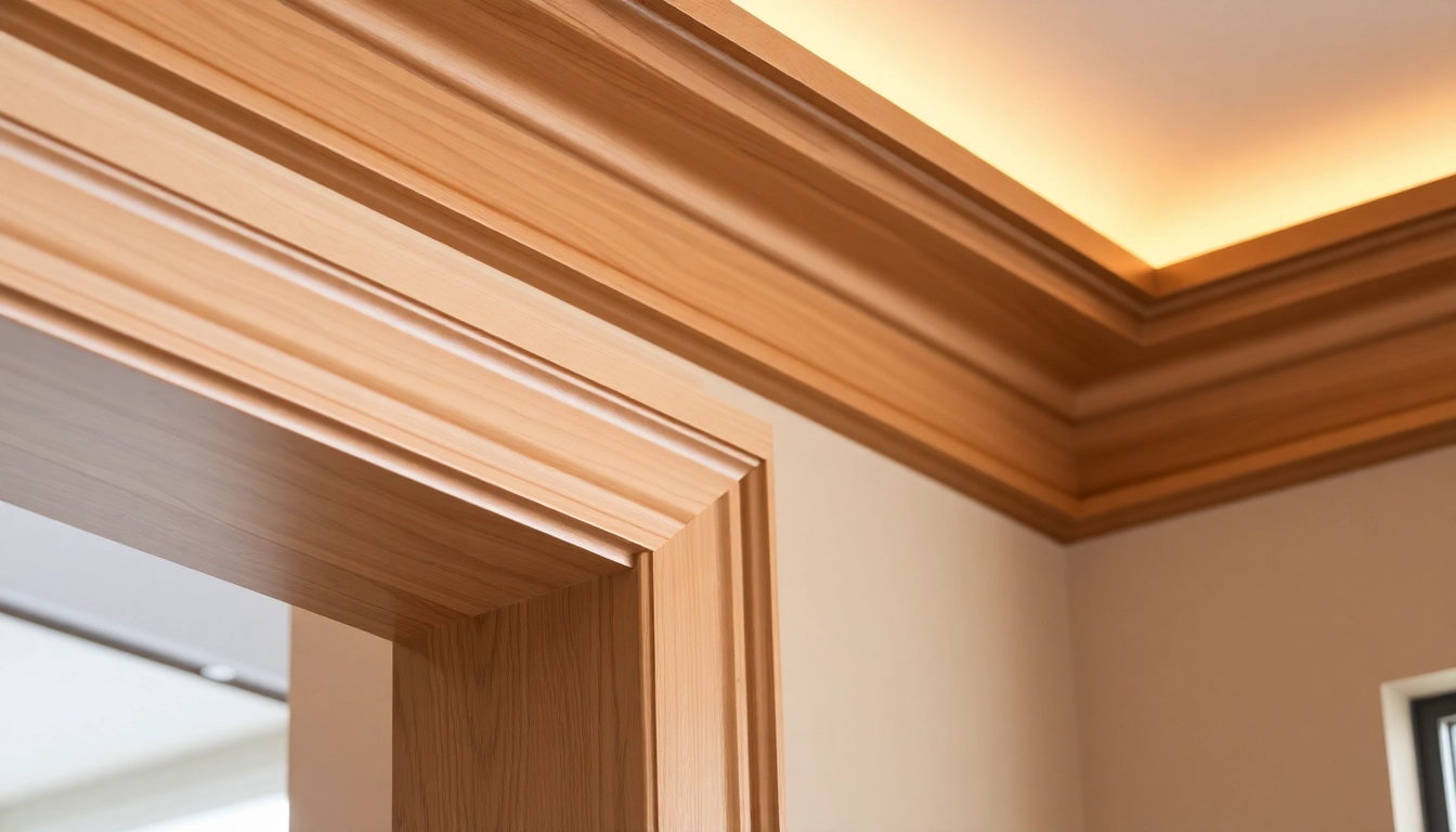 High-quality finish trim molding installed in a living room with precise joints and smooth surface, demonstrating expert craftsmanship and attention to detail for a polished look.