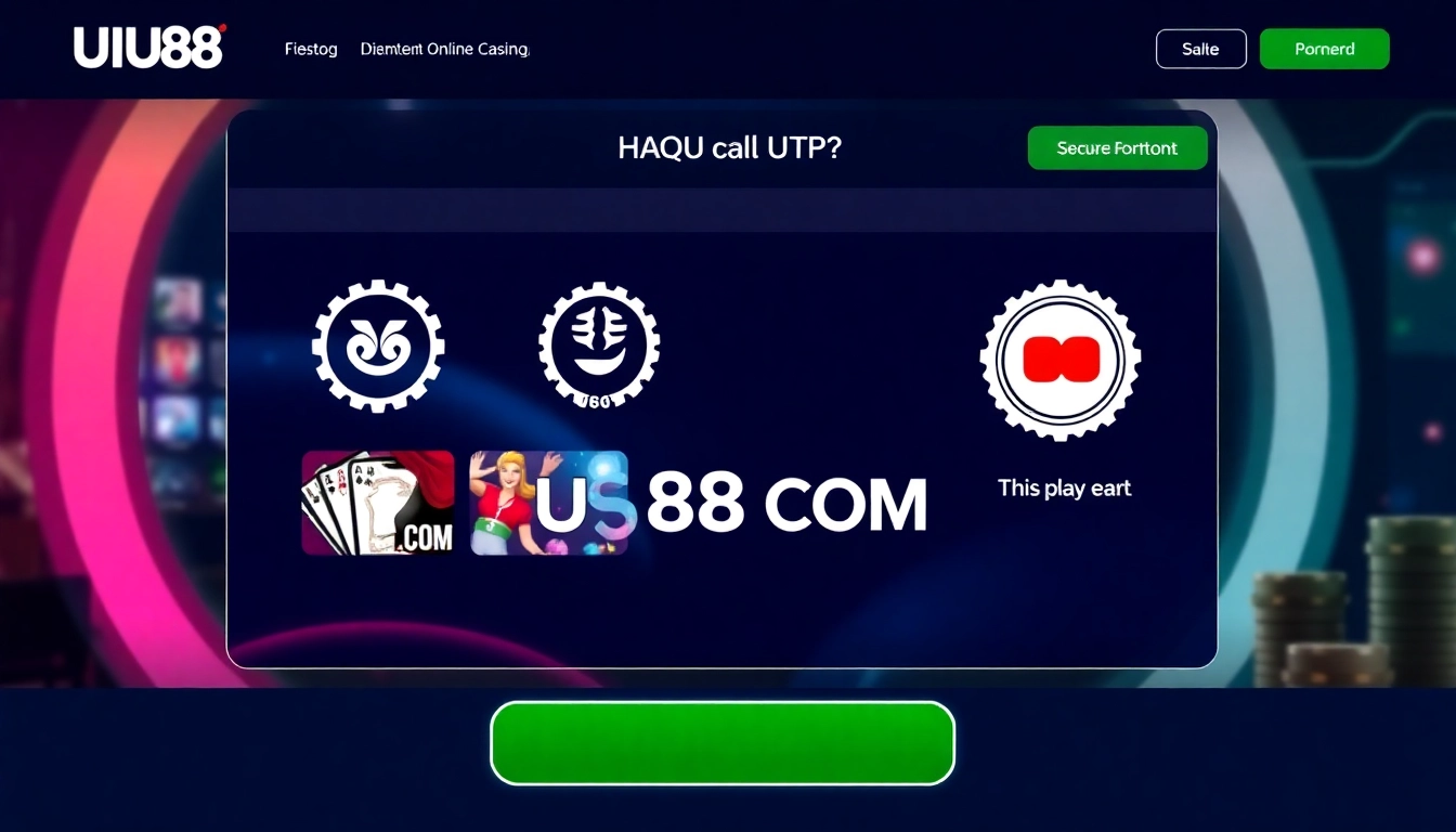 Engaging image of a secure online casino platform featuring UU88 COM branding, emphasizing trust, safety, and user engagement in vibrant colors.
