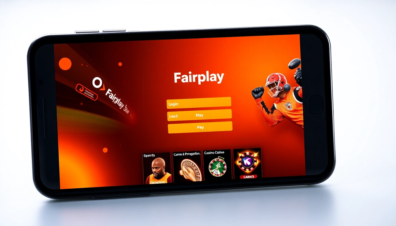 Access the fairplay online platform on a smartphone with intuitive login interface and vibrant sports betting visuals for seamless gaming.