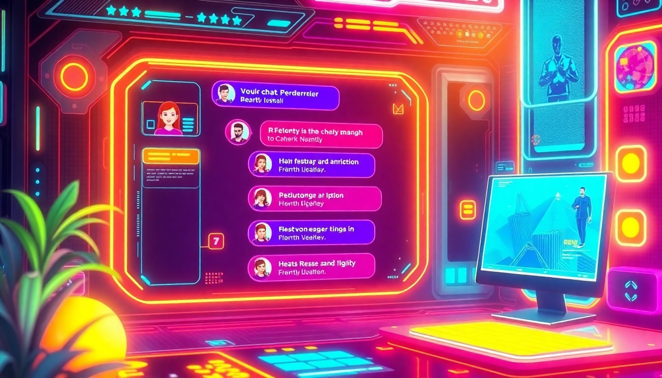 Engaging Spicy AI Chat platform with colorful visuals, fun characters, and interactive features for immersive experiences