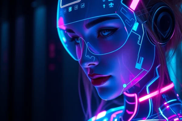 AI girlfriend engaging in a realistic, emotional chat with a user on a sleek digital device, highlighting the natural interaction and advanced AI capabilities of modern AI girlfriend apps.