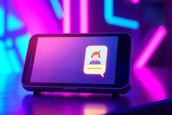 Unlocking the Future of Intimate Conversations: The Rise of Juicy AI and Sex Chatbots Close-up of a futuristic device displaying an AI chatbot conversation with neon-lit background.