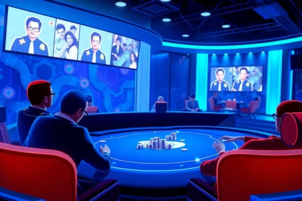 Pokerbros Diamond Union scene showcasing a lively online poker game with players and chips, emphasizing engagement and strategy in a digital environment.