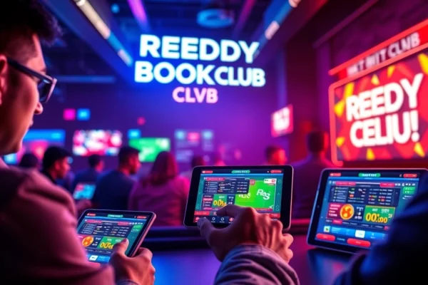 Reddy Book Club user engaging in live sports betting on a sleek mobile app with colorful interface highlights.