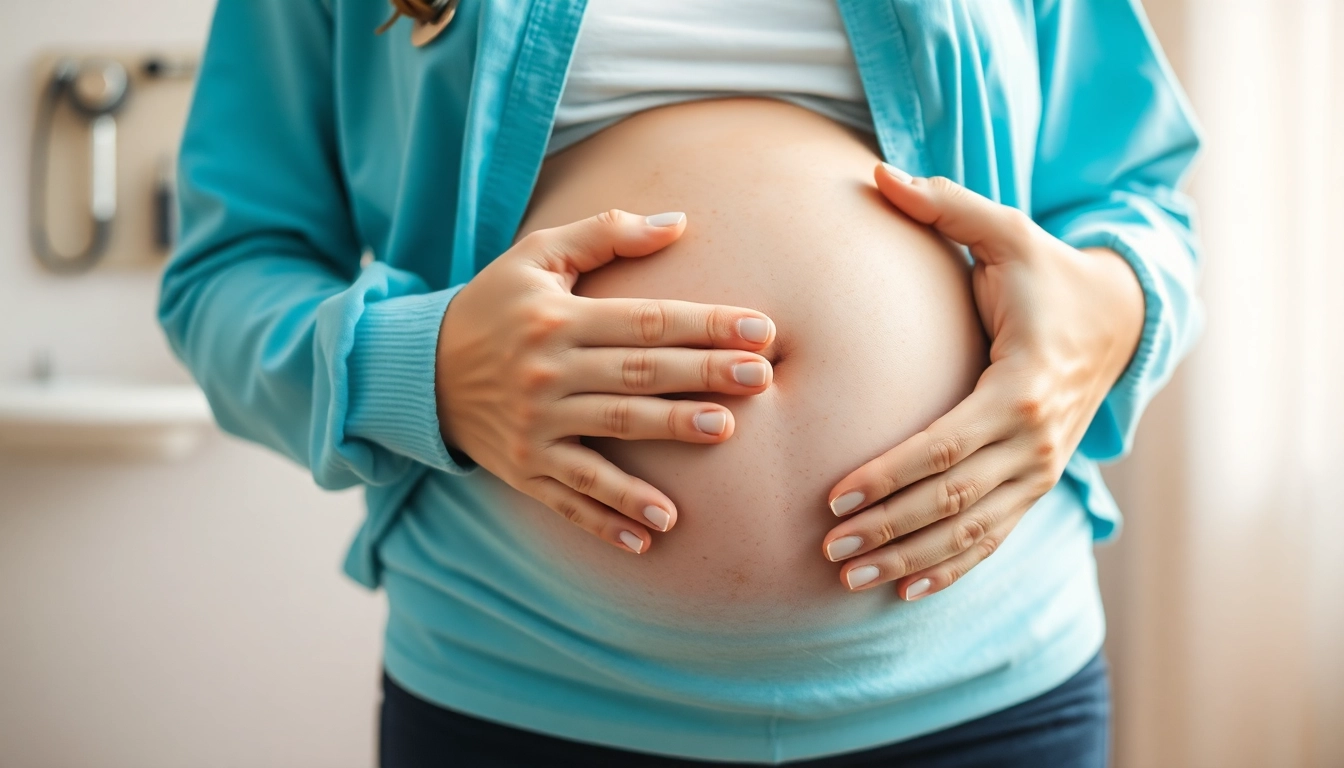 Ovodonazione somiglianza madre happy mother holding baby bump in a caring setting