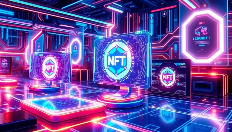 The NFT Technology Guide visual illustrating blockchain-based digital assets with a modern