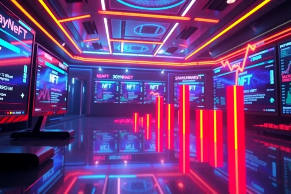 Latest Developments in NFTs: Key News and Market Trends You Need to Know Engaging visual highlighting NFTs Latest News with trending digital asset symbols and news