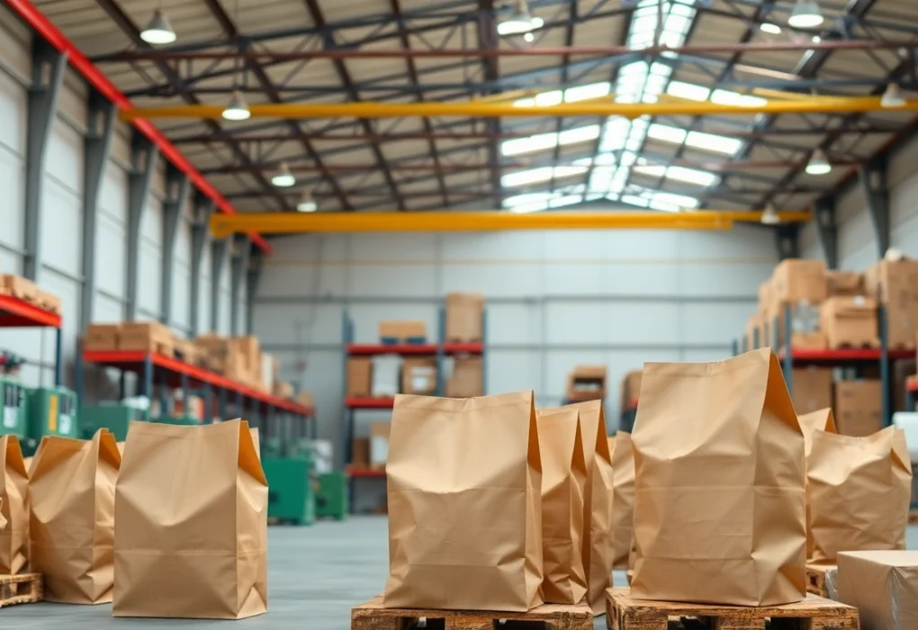 High-quality torba papierowa being filled with organic produce for eco-friendly packaging process