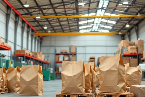 High-quality torba papierowa being filled with organic produce for eco-friendly packaging process