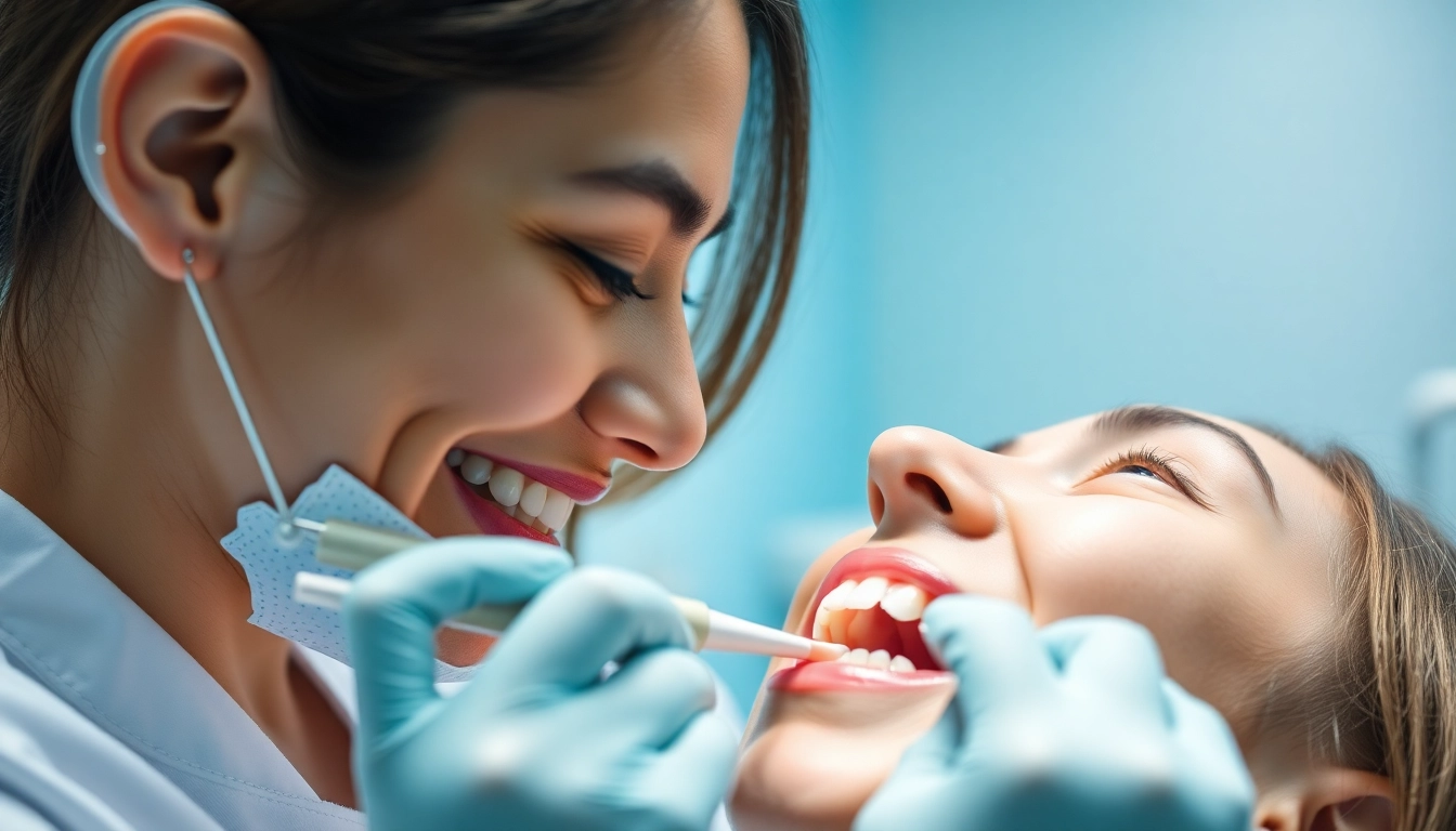 Visually appealing scene of a friendly Ventura Bright Dental hygienist smiling while checking