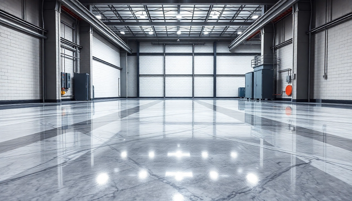 Professional epoxy resin floor installation showcasing a durable and glossy surface for