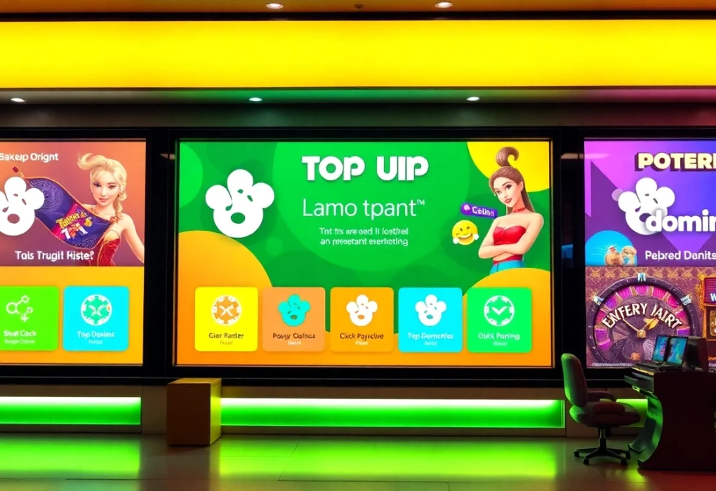 Top Up Domino: Secure and Fast Gaming Credit Reloading Solutions Professional digital illustration depicting top up domino transactions with vibrant colors and