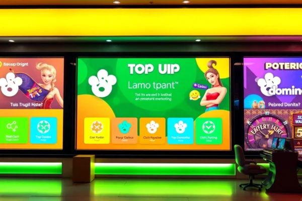 Top Up Domino: Secure and Fast Gaming Credit Reloading Solutions Professional digital illustration depicting top up domino transactions with vibrant colors and