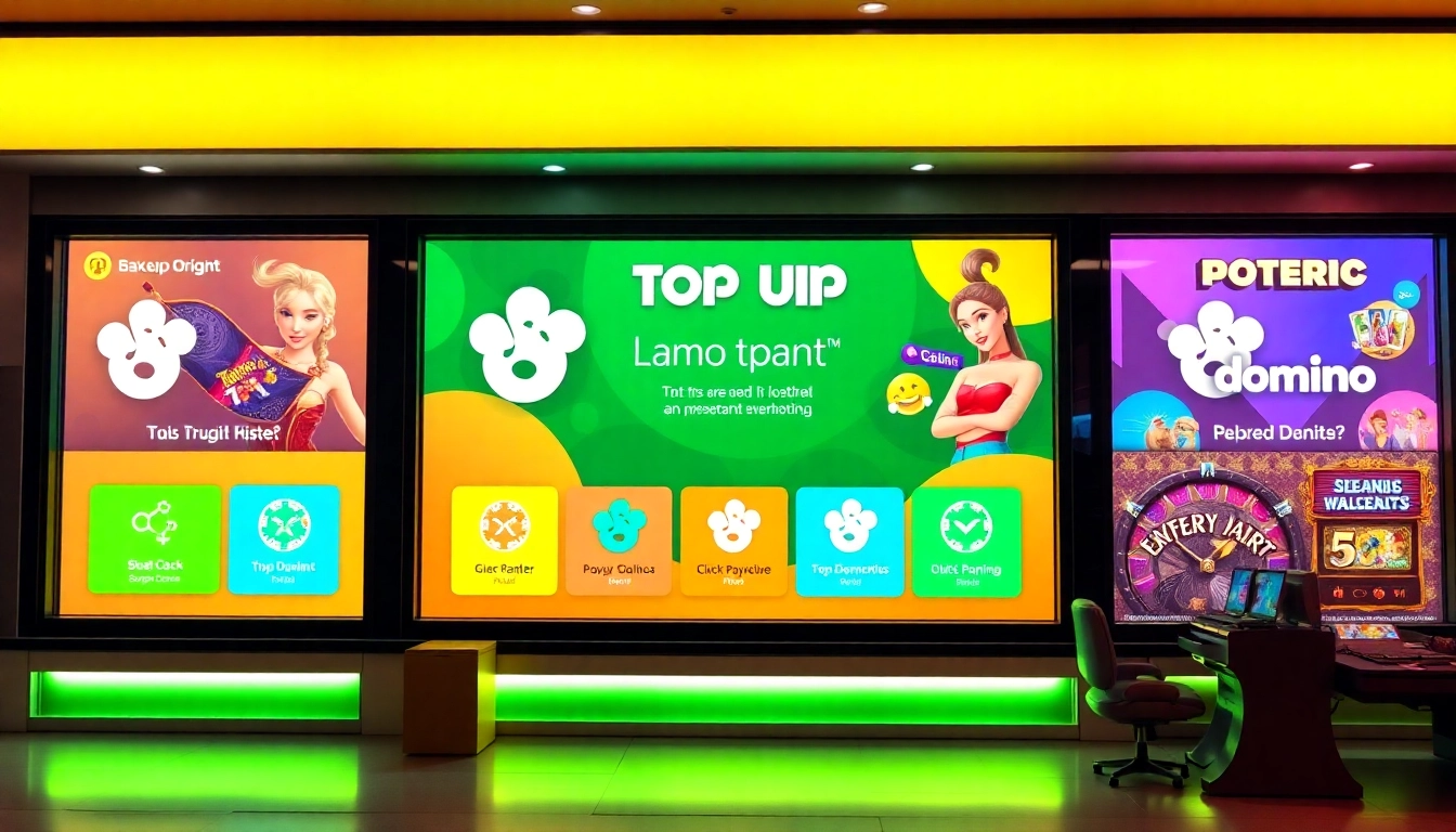 Professional digital illustration depicting top up domino transactions with vibrant colors and